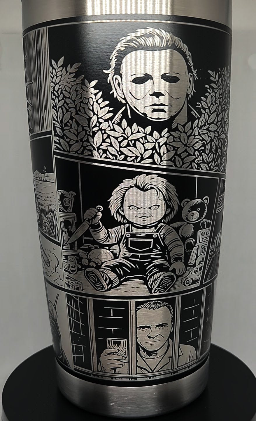 Custom Laser Engraved 20oz Full Wrap Slasher Characters Stainless steel Tumbler.