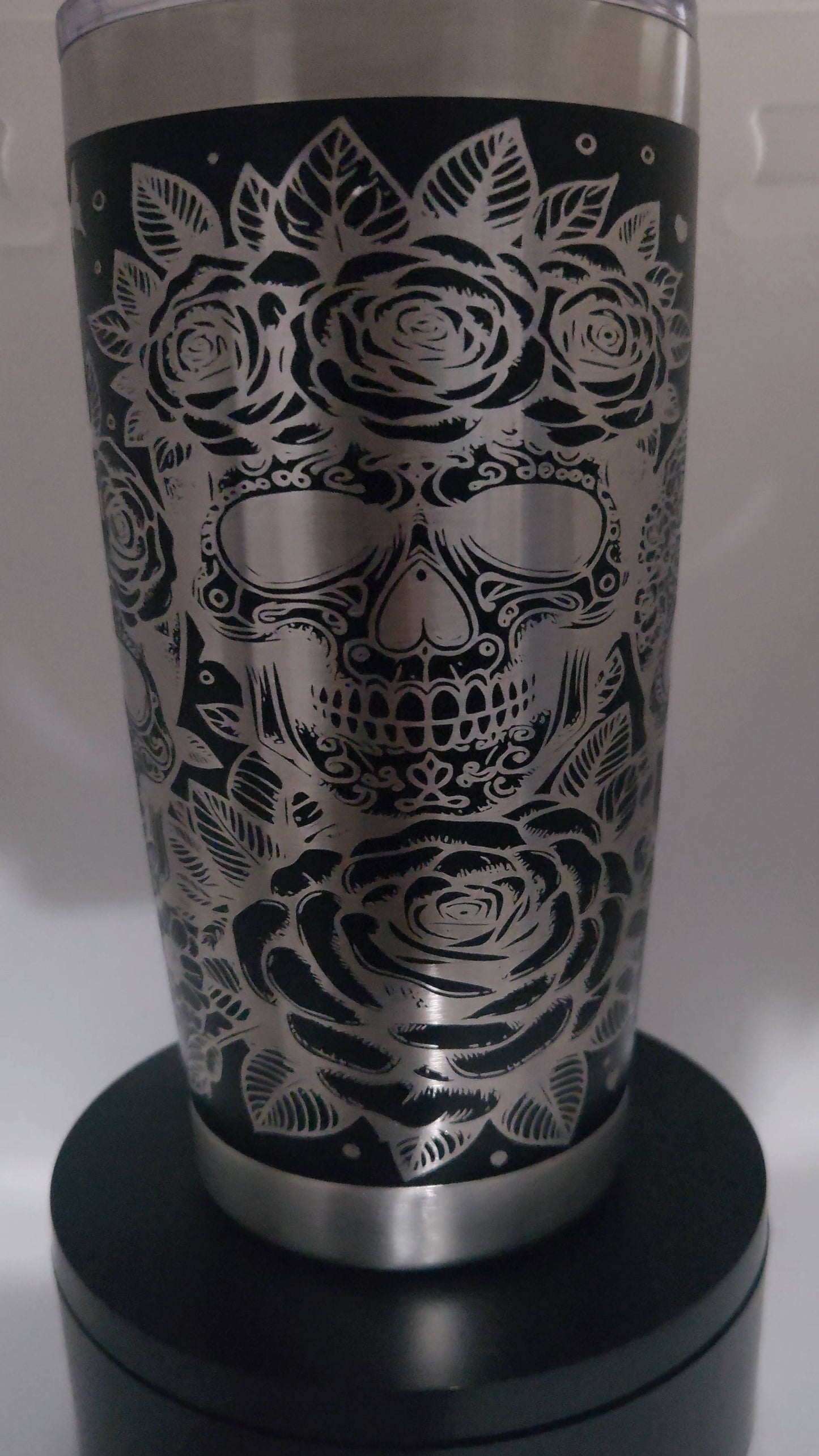 Custom Laser Engraved 20oz Sugar Skulls Stainless steel Tumbler.