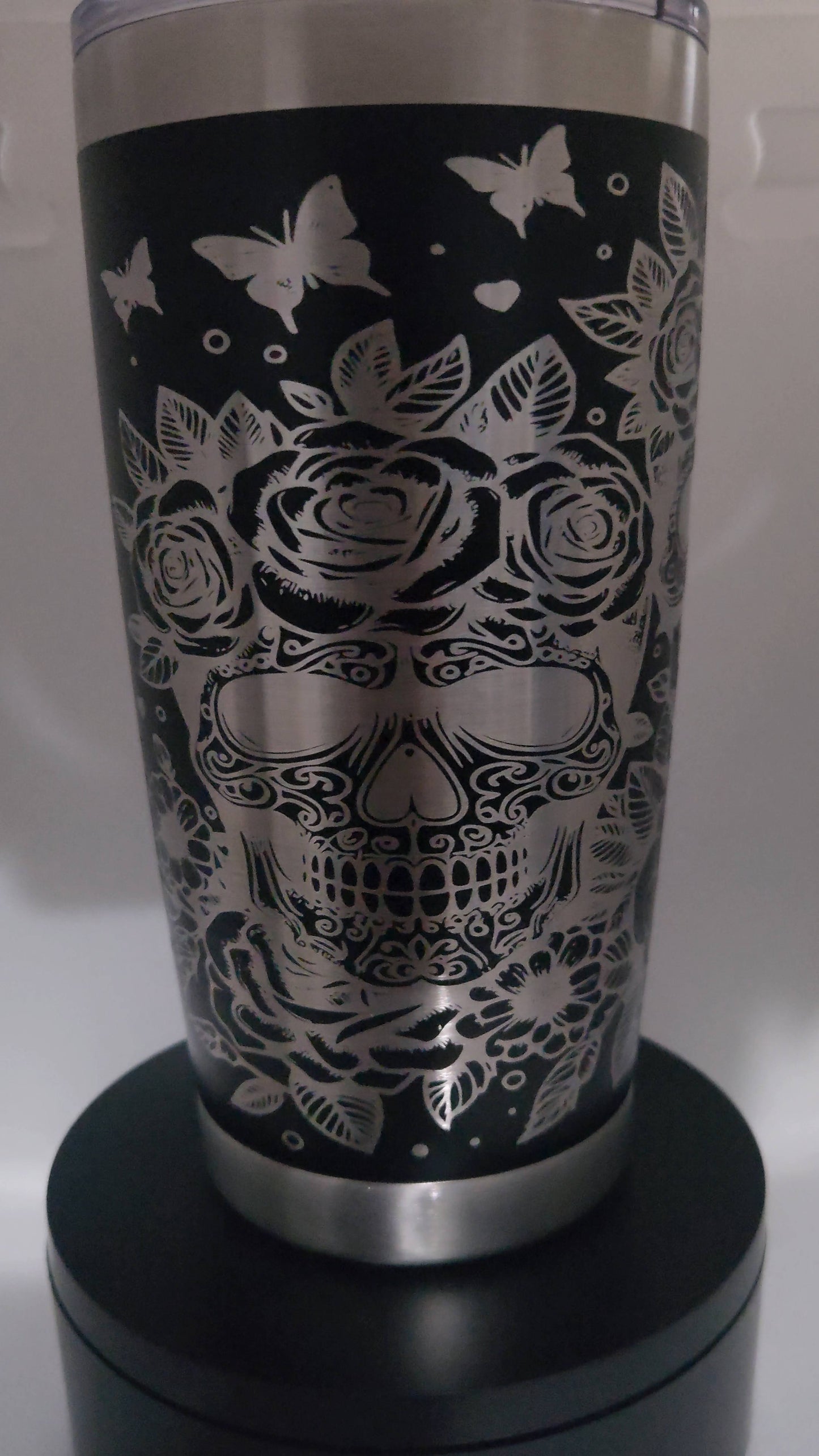 Custom Laser Engraved 20oz Sugar Skulls Stainless steel Tumbler.