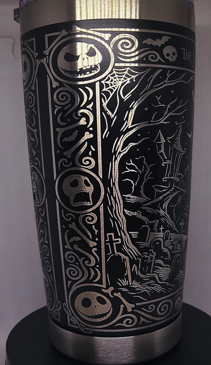 Custom Laser Engraved 20oz Full Wrap Nightmare before Xmas Stainless steel Tumbler.
