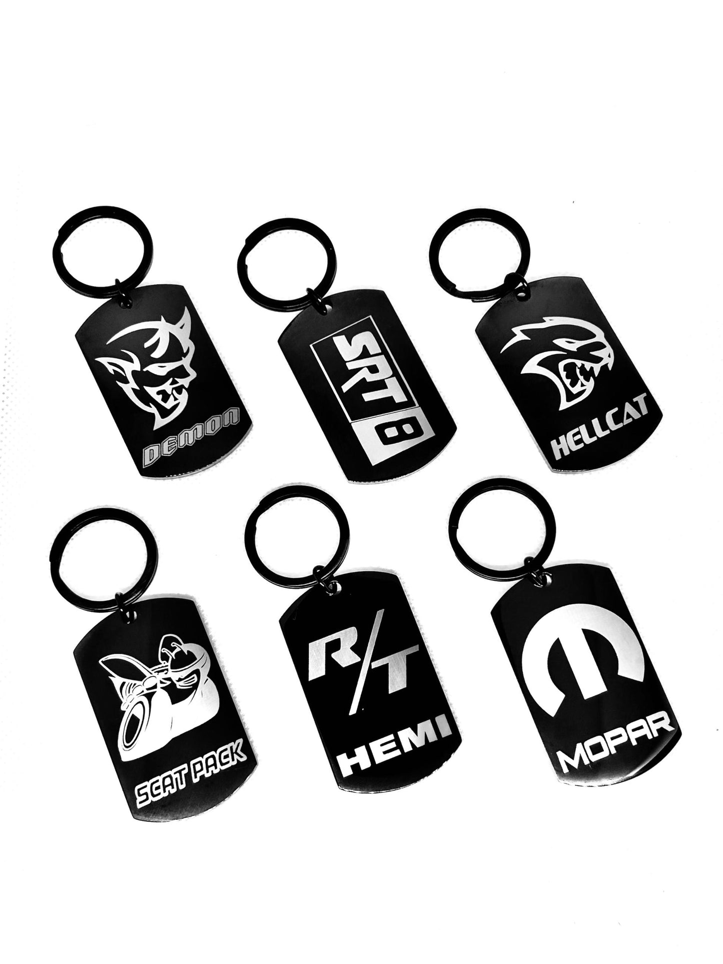 Laser engraved Mopar Keychain and necklaces available for all Mopar owners and enthusiasts! Crafted with durable stainless steel.