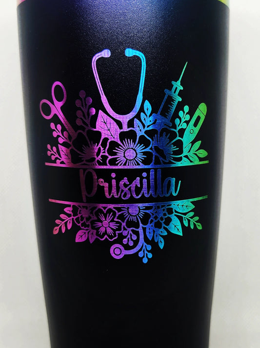 20oz Custom Rainbow Stainless Steel Tumbler - 1 Logo